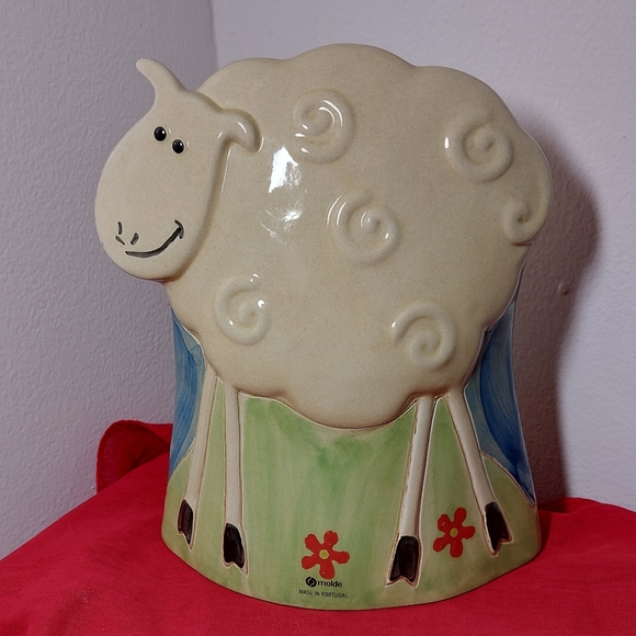 Molde Pottery 3D Sheep Ceramic Folk Art Figurine Oval Base Hand Painted Portugal - Picture 2 of 12